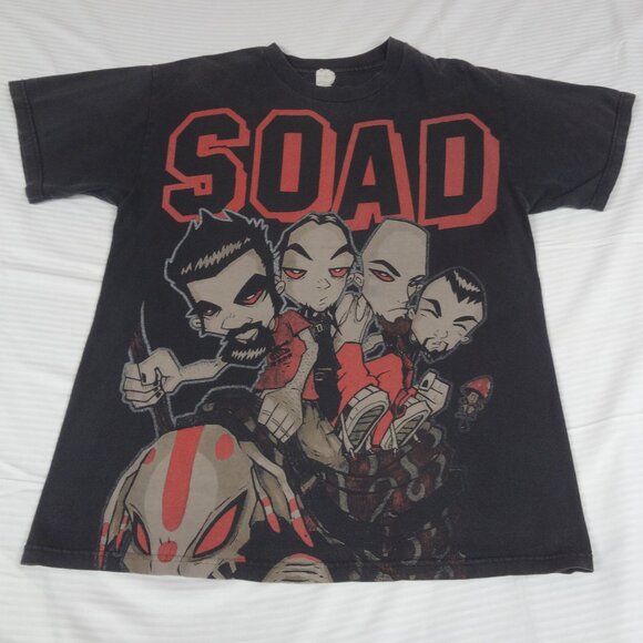 VINTAGE SOAD SYSTEM OF A DOWN ELEPHANT RIDERS - BLACK MEDIUM T-SHIRT L200 - Picture 1 of 4